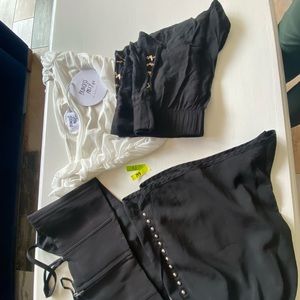 2 shorts Brack 1 top white and one black hall small